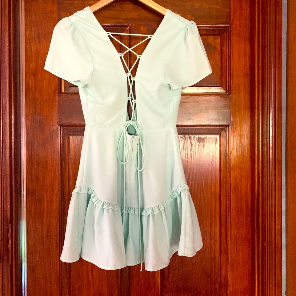Superdown Plunging Neck Mini Dress